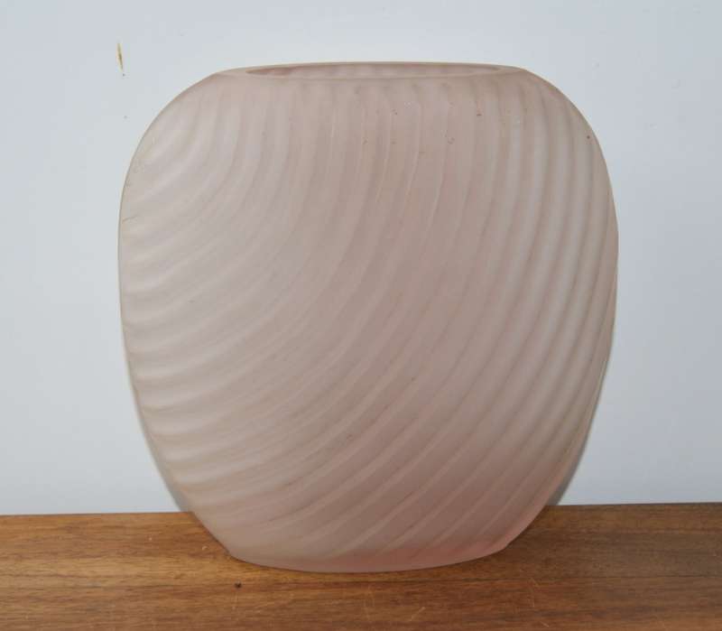 Pink Satin Glass Vase (Bulls Head Molded Mark on Base)