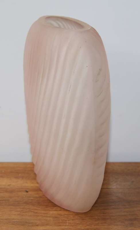 Pink Satin Glass Vase (Bulls Head Molded Mark on Base)