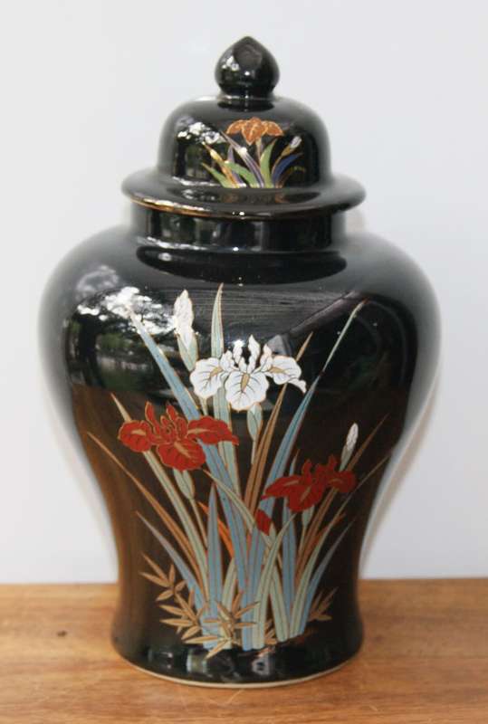 Vintage Japanese Porcelain Urn with Lid