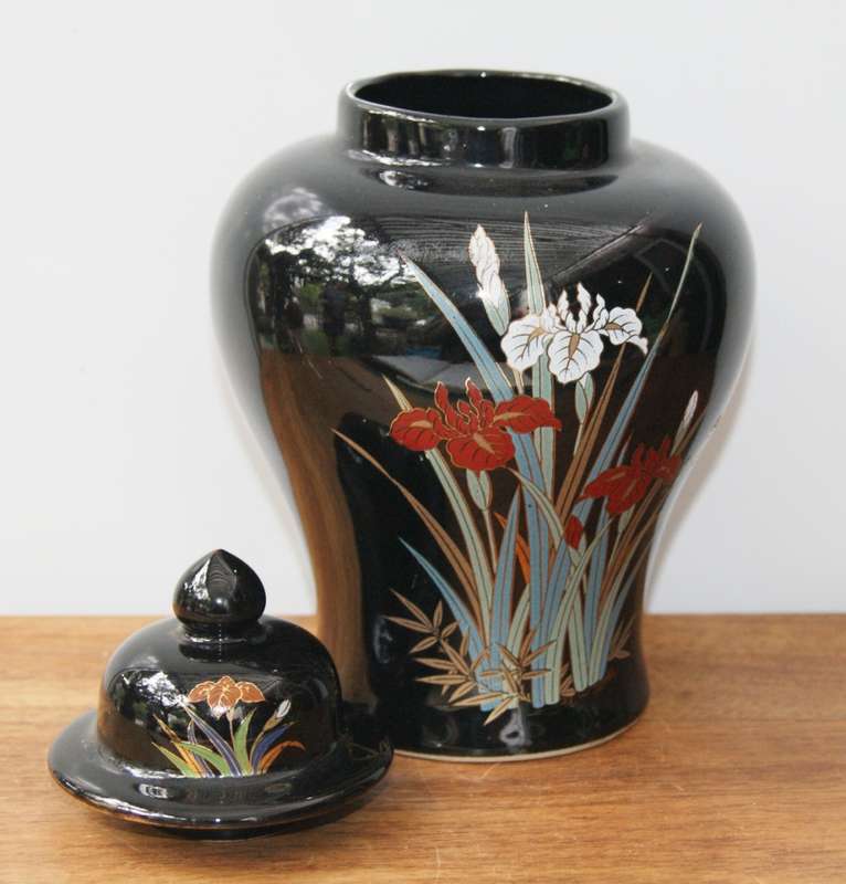 Vintage Japanese Porcelain Urn with Lid