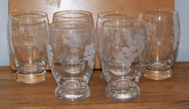 Grape Pattern Water Goblets (6 available, price per glass)