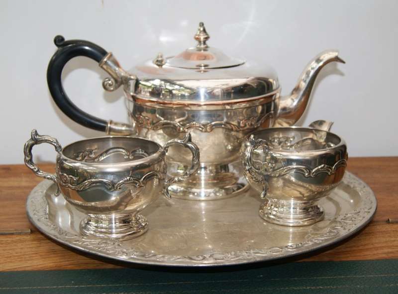 EPNS Viking Plate Tea Set on Tray