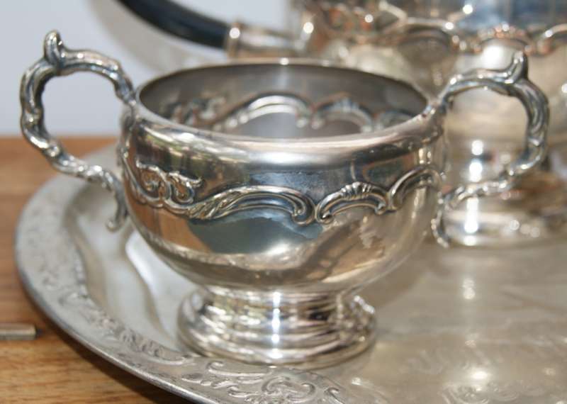 EPNS Viking Plate Tea Set on Tray
