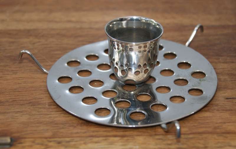 Silver Plated Candle Holder Vase with Silver Plated Frog