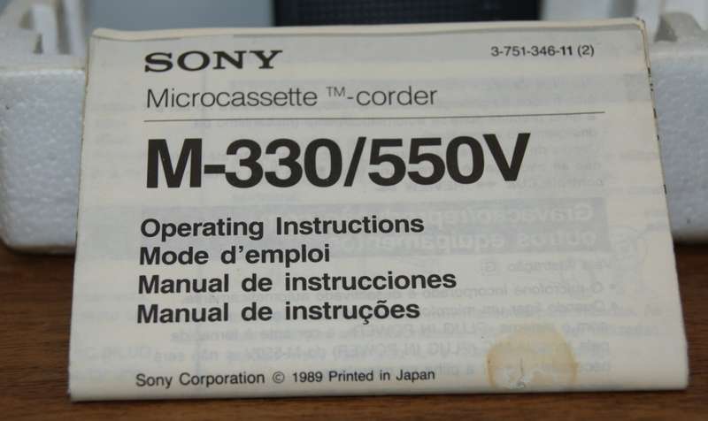 Sony M-550V Microcassette Recorder in Original Box with Instruction Manual