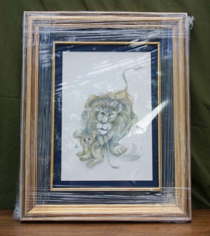 `Babies of the Bush` by Kalle Reimer 1936 - 2000 `Lion` in Stunning NEW Frame Print