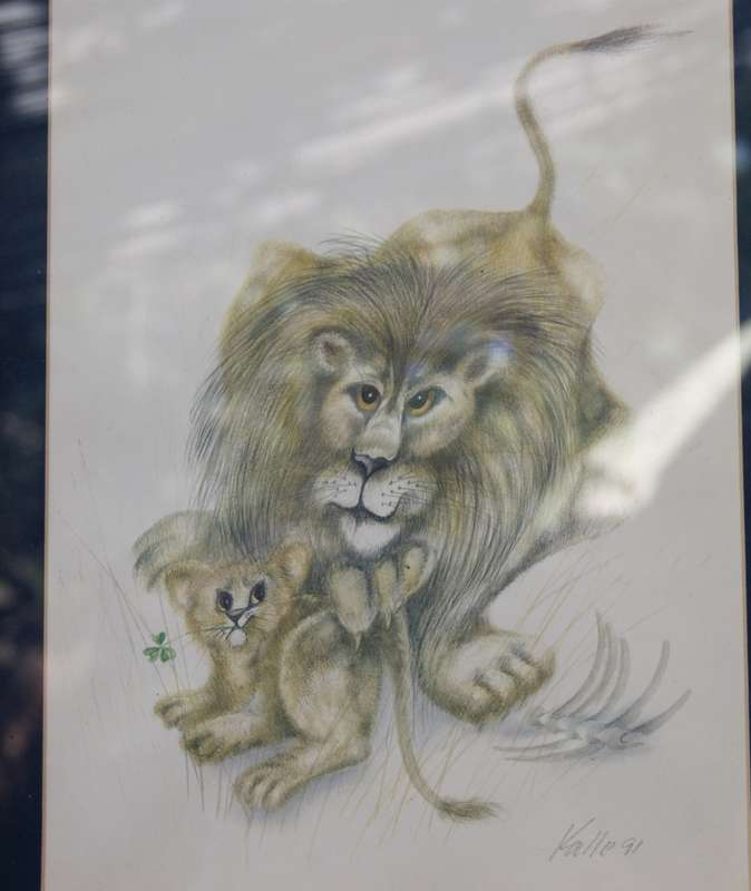 `Babies of the Bush` by Kalle Reimer 1936 - 2000 `Lion` in Stunning NEW Frame Print