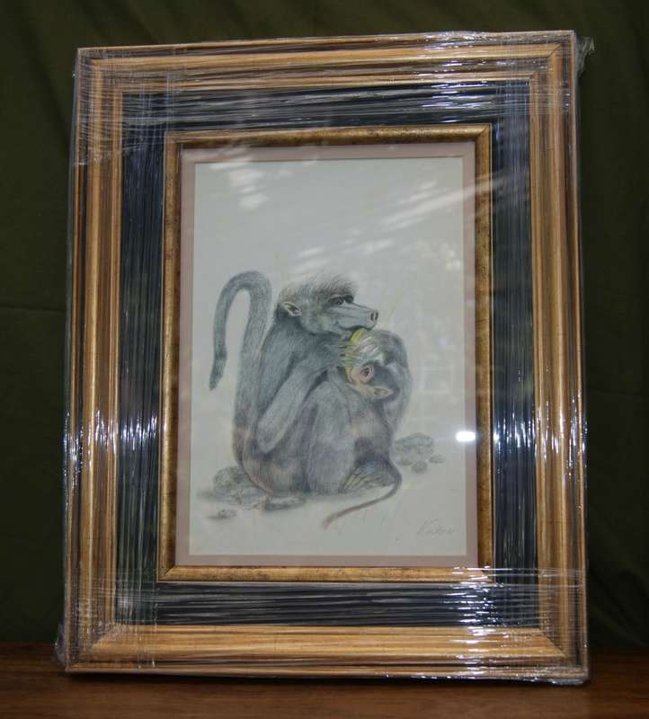 `Babies of the Bush` by Kalle Reimer 1936 - 2000 `Baboon` in Stunning NEW Frame Print