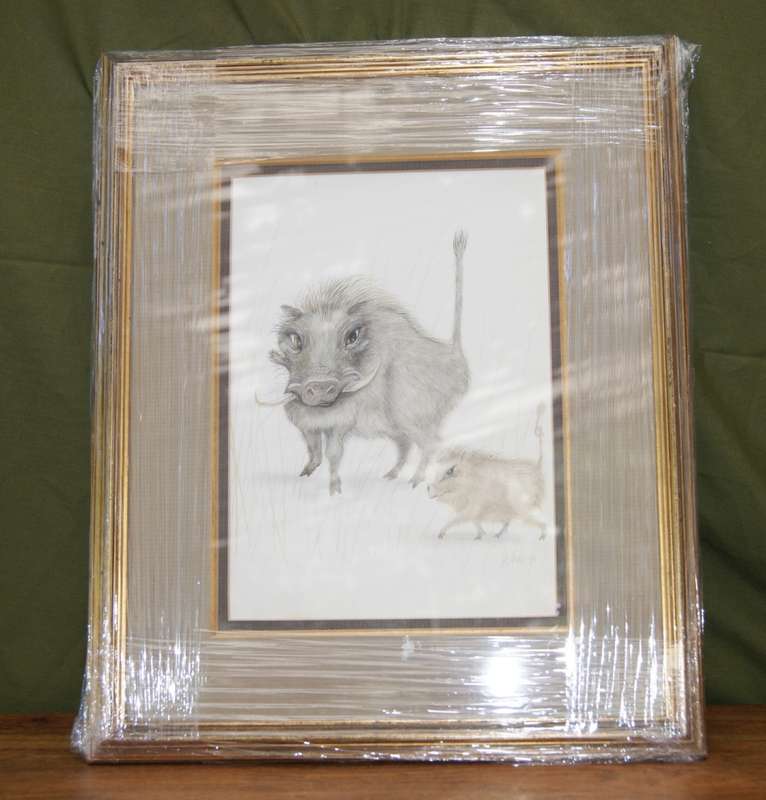 `Babies of the Bush` by Kalle Reimer 1936 - 2000 `Warthog` in Stunning NEW Frame Print