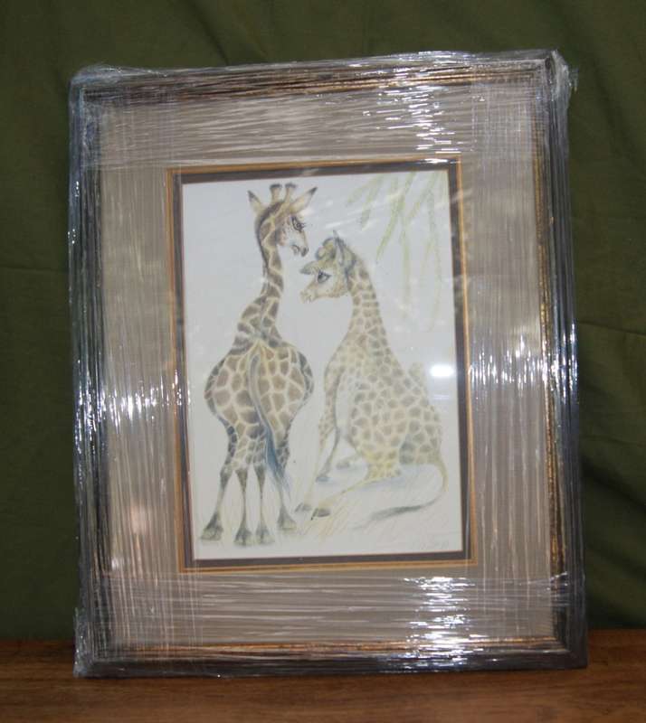 `Babies of the Bush` by Kalle Reimer 1936 - 2000 `Giraffe` in Stunning NEW Frame Print