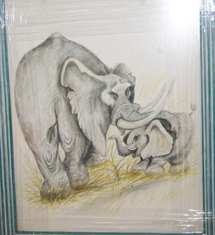`Babies of the Bush` by Kalle Reimer 1936 - 2000 `Elephant` in Stunning NEW Frame Print
