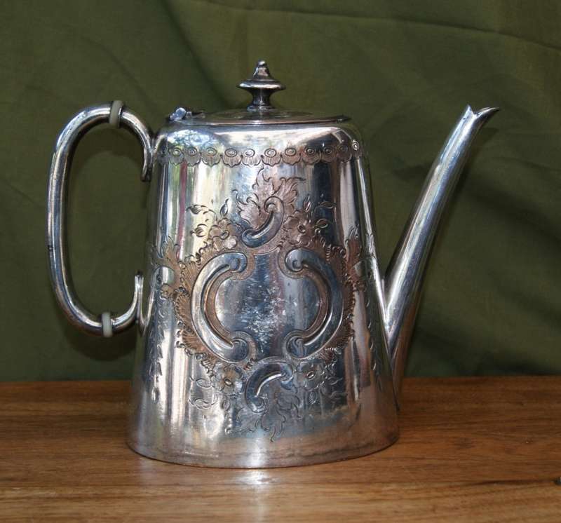 Antique Hand Etched EPBM Teapot