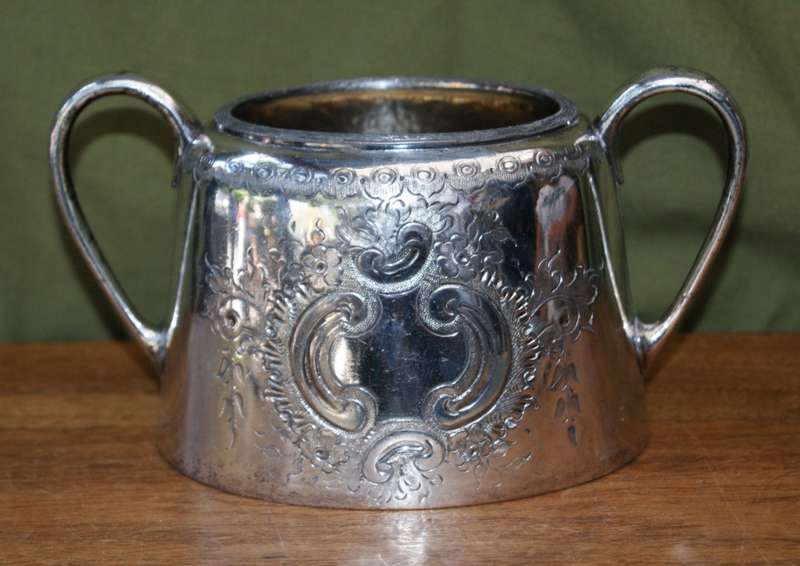 Antique Hand Etched EPBM Sugar Bowl