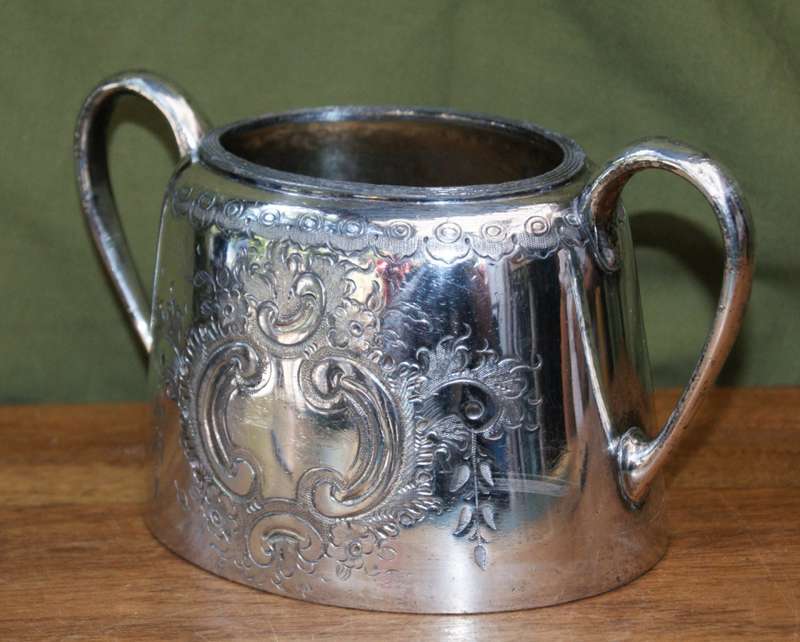 Antique Hand Etched EPBM Sugar Bowl