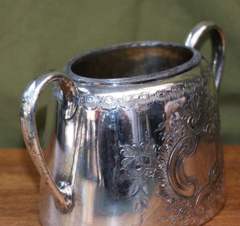 Antique Hand Etched EPBM Sugar Bowl