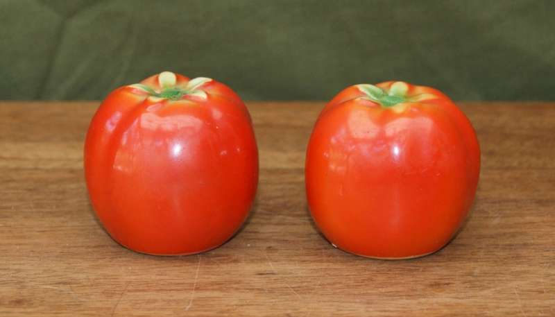 Rare Vintage Porcelain Tomato Salt and Pepper