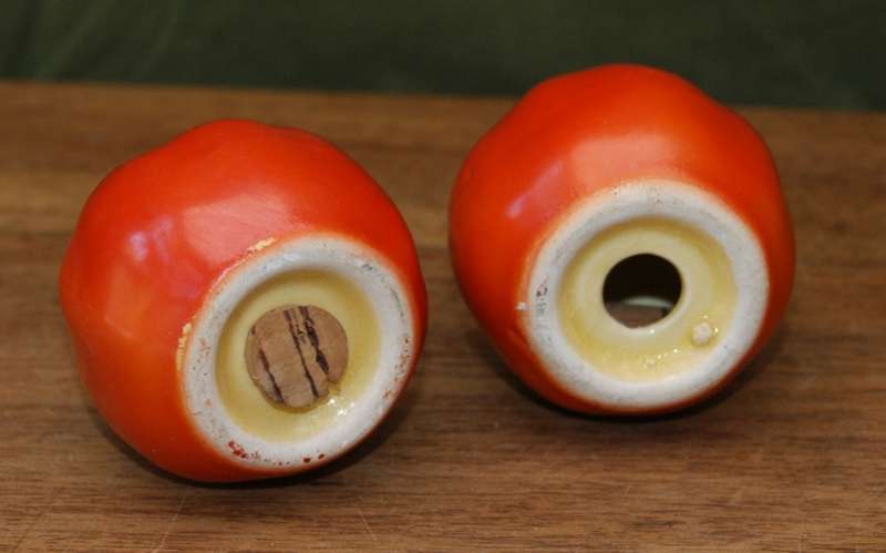 Rare Vintage Porcelain Tomato Salt and Pepper