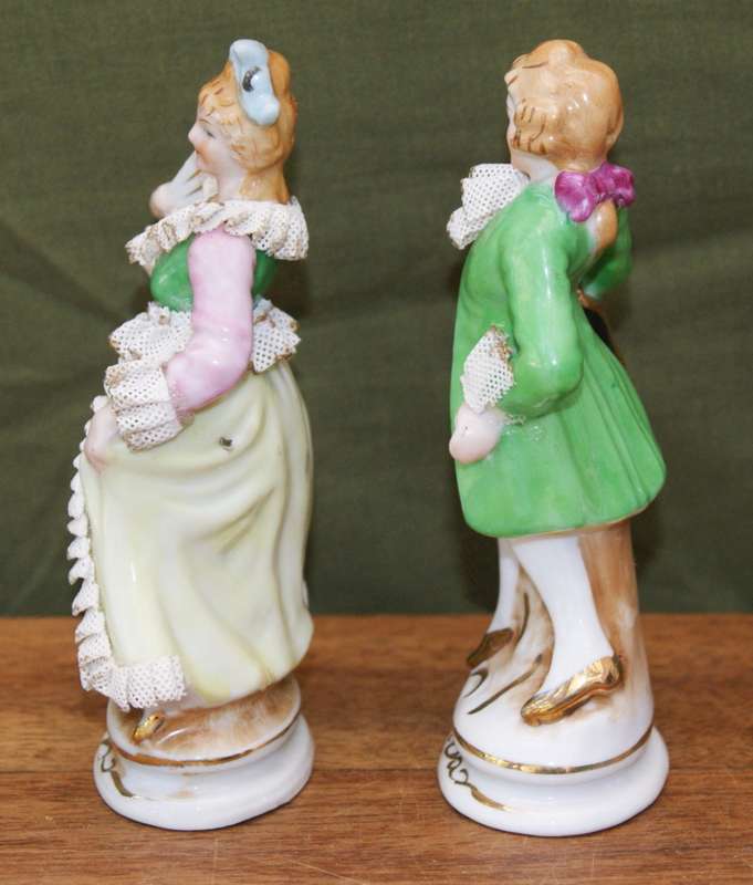 Pair of Dresden Style Male and Female Salt and Pepper