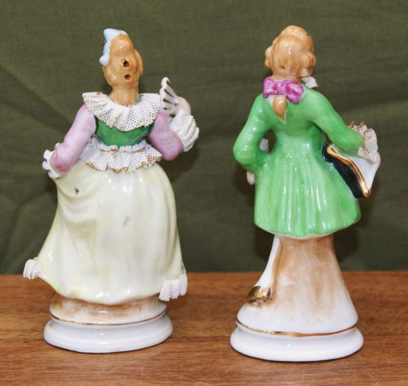 Pair of Dresden Style Male and Female Salt and Pepper