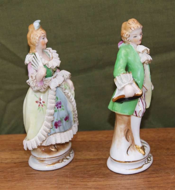 Pair of Dresden Style Male and Female Salt and Pepper