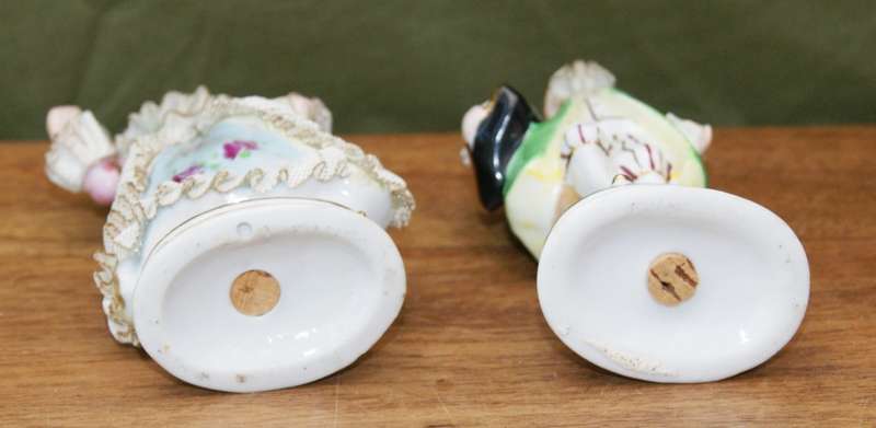 Pair of Dresden Style Male and Female Salt and Pepper