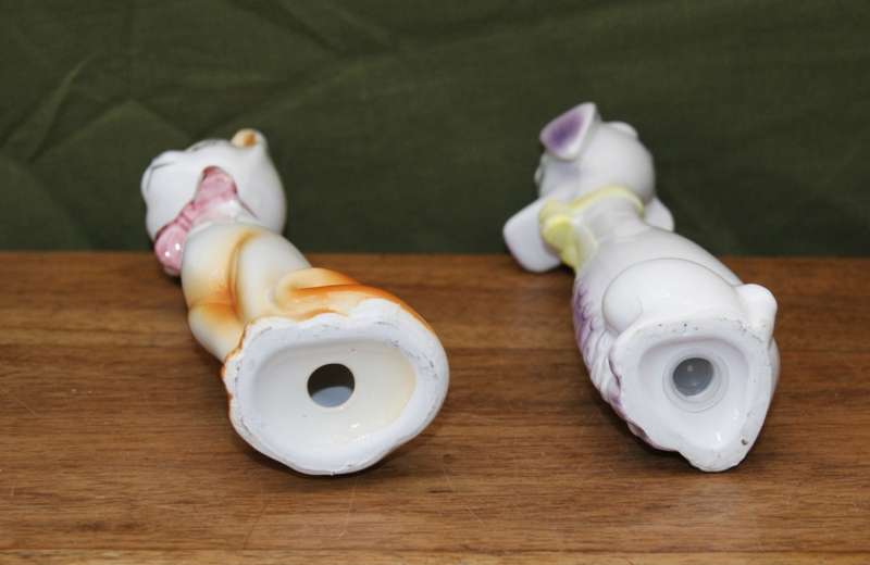 Pair of Mid Century Ceramic Dog and Cat Salt and Pepper