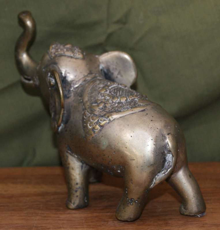 Vintage Cast Brass Indian Elephant with Bell on its Neck