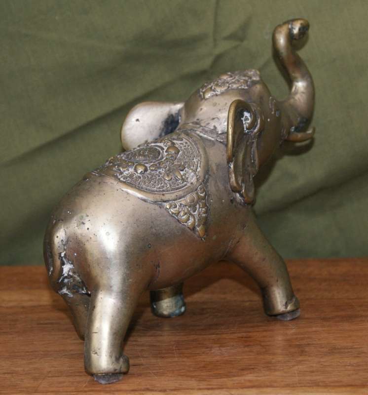 Vintage Cast Brass Indian Elephant with Bell on its Neck