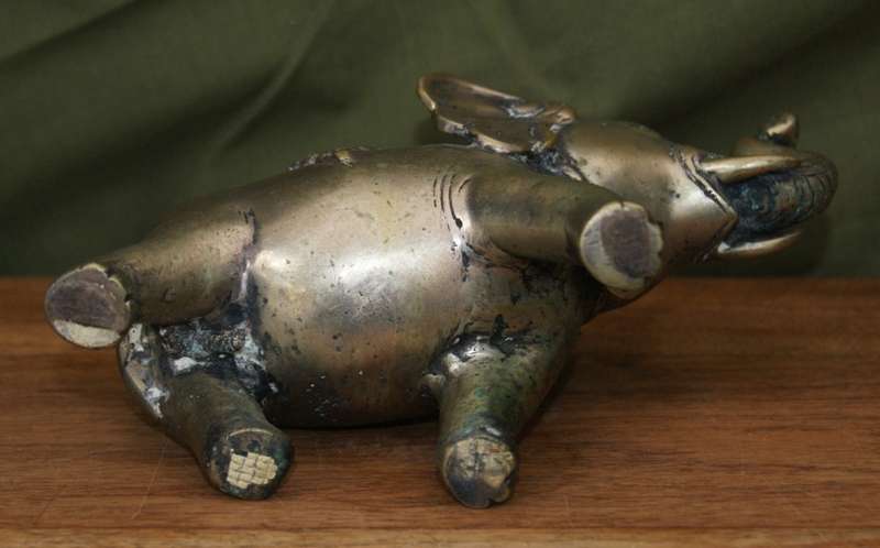 Vintage Cast Brass Indian Elephant with Bell on its Neck