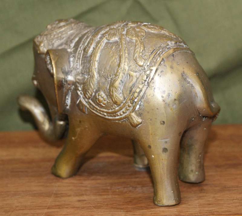 Vintage Cast Brass Indian Elephant (Leaning)