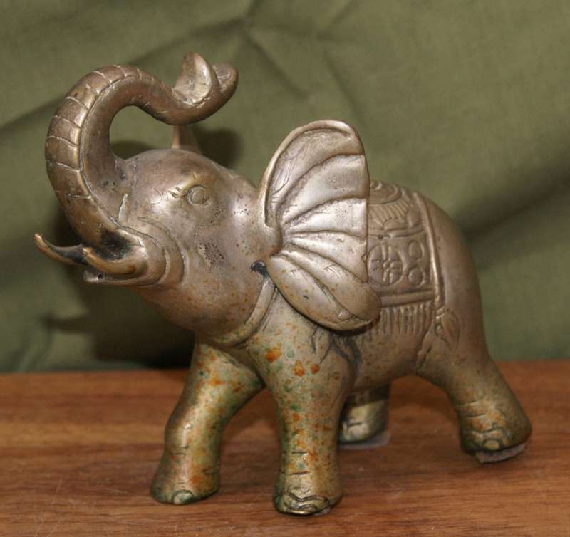 Vintage Cast Brass Indian Elephant (Trumpeting)