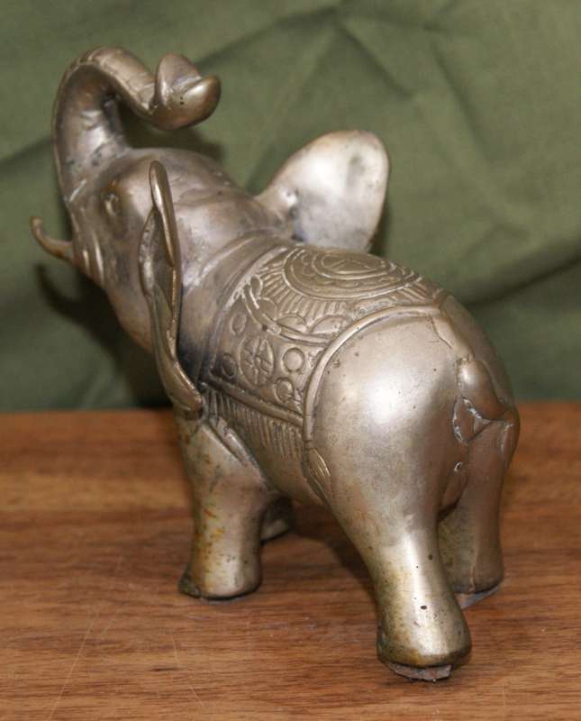 Vintage Cast Brass Indian Elephant (Trumpeting)