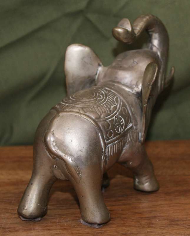 Vintage Cast Brass Indian Elephant (Trumpeting)