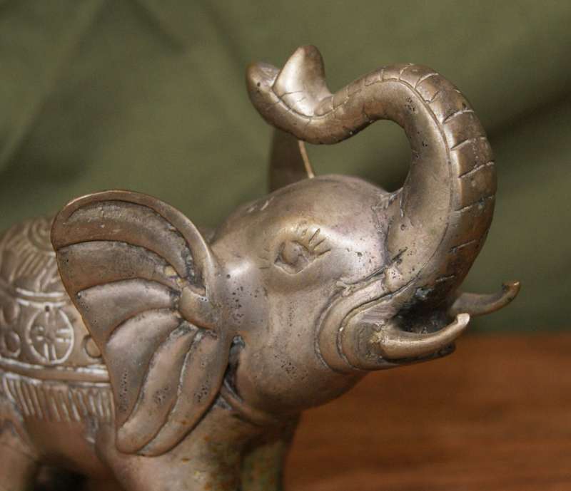 Vintage Cast Brass Indian Elephant (Trumpeting)