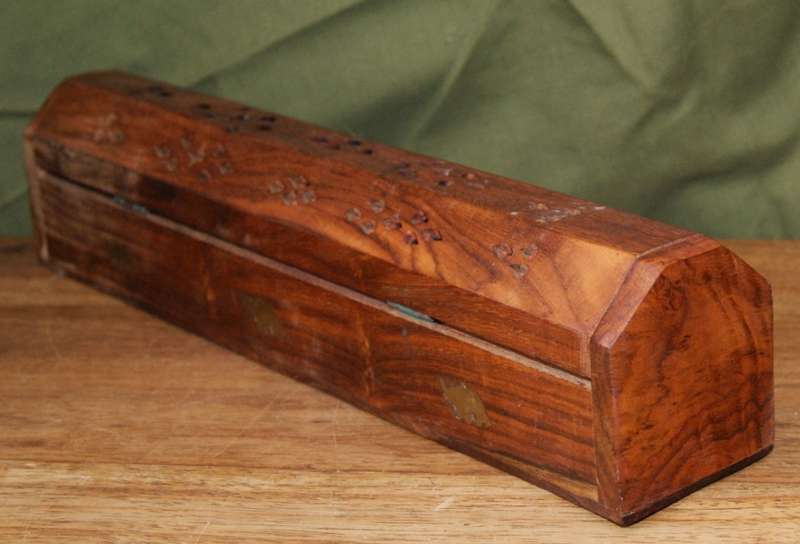 Solid Wood Incense Burner Box with Lid and Drawer