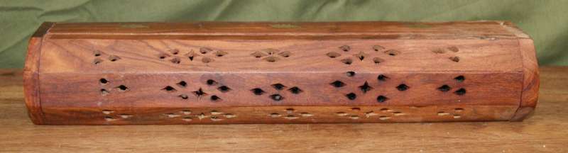 Solid Wood Incense Burner Box with Lid and Drawer