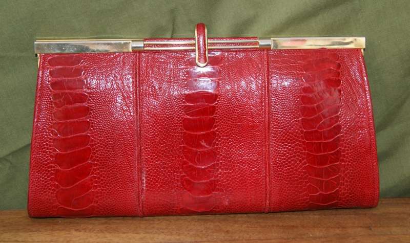 Vintage Fiorenza Ostrich Leather Clutch Bag