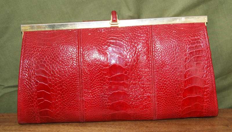 Vintage Fiorenza Ostrich Leather Clutch Bag