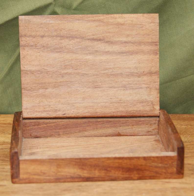 Antique Wooden Lidded Box with Brass Inlay