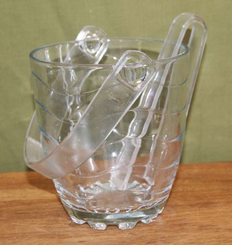 Pasabahace Colass Ice Bucket with Perspex handle and Ice Tongs