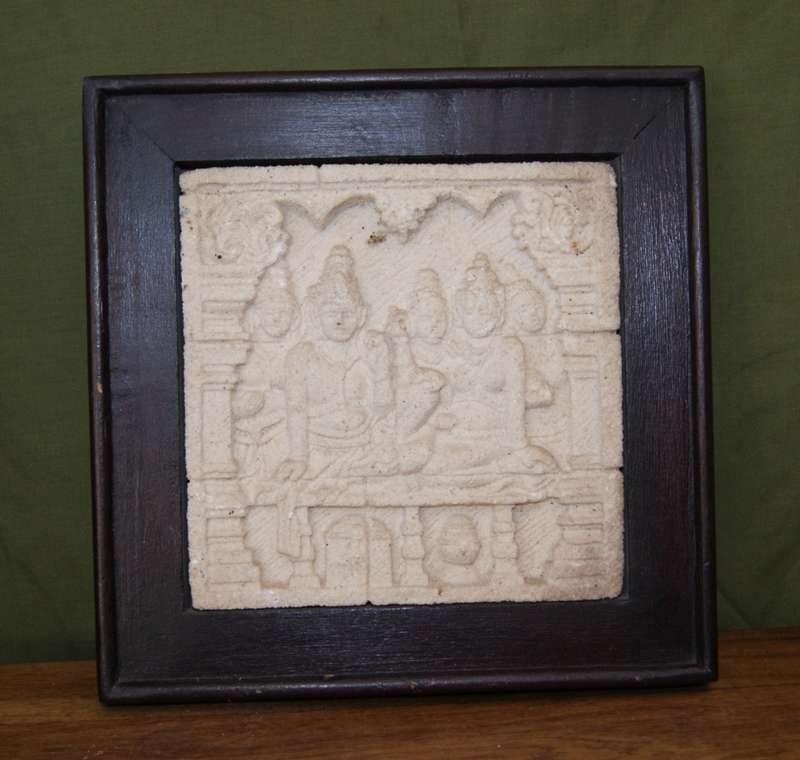 Wooden Frame with Oriental Sandstone Carving