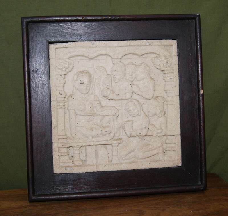 Wooden Frame with Oriental Sandstone Carving