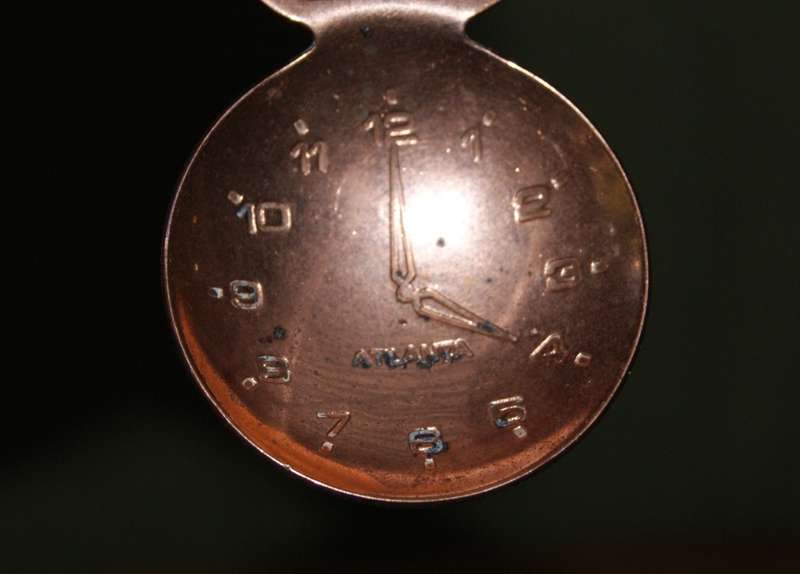 Copper Tea Measure Showing Clock