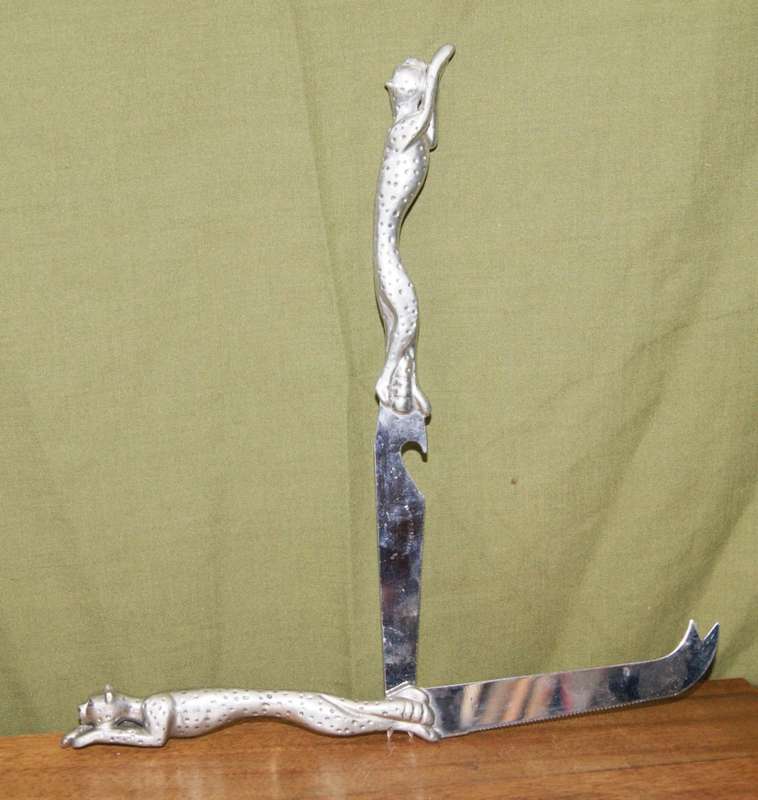 Pair of Cheetah Cheese Knives by Diana Carmichael