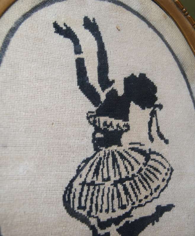 Vintage Oval Lady Needlework