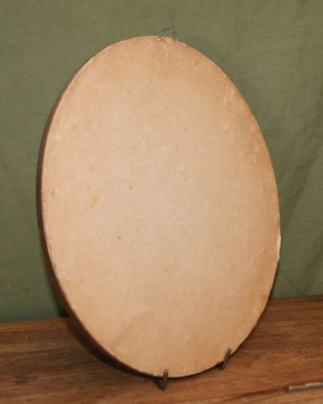 Vintage Oval Lady Holding a Lantern Needlework