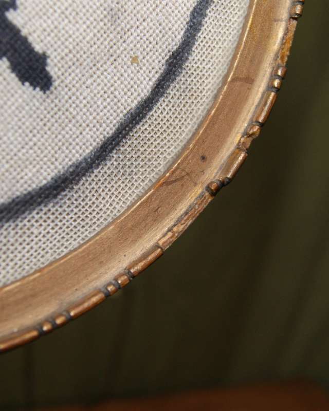 Vintage Oval Lady Holding a Lantern Needlework