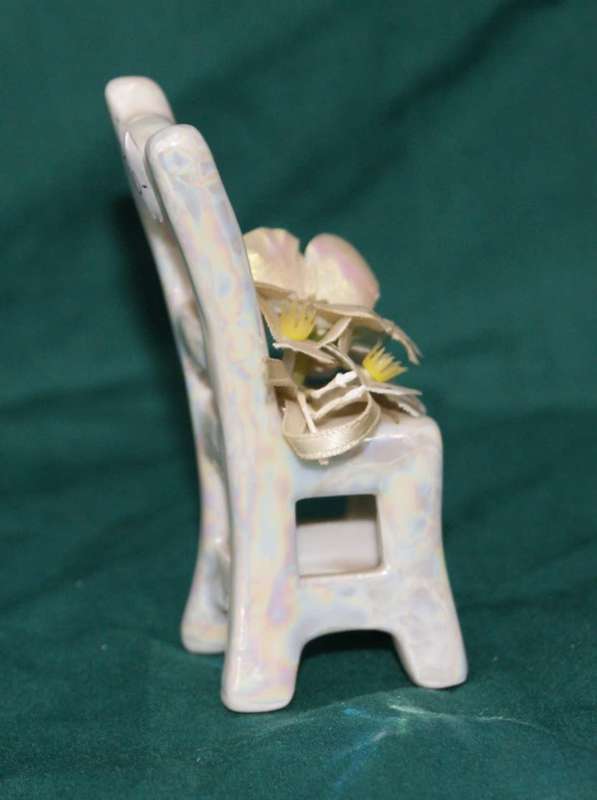 Vintage Porcelain Chair Ornament with Material Flowers