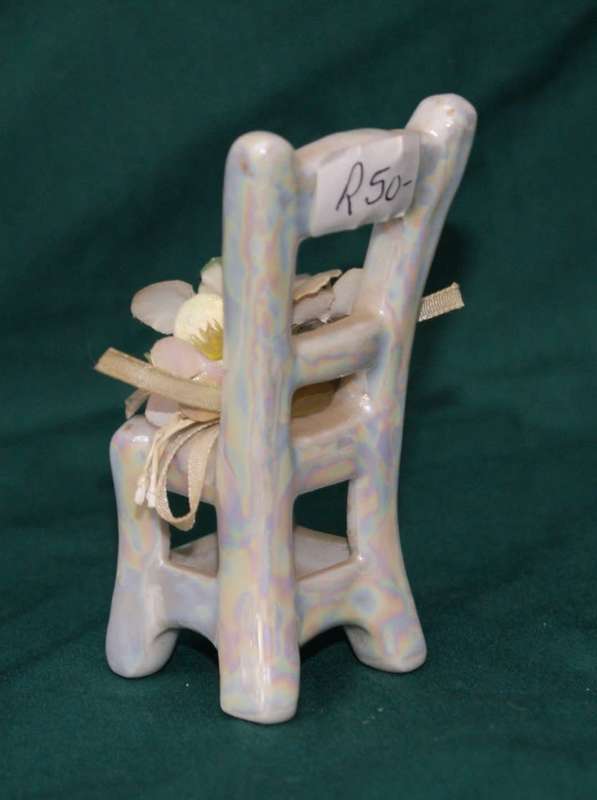 Vintage Porcelain Chair Ornament with Material Flowers