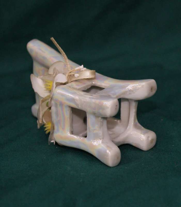Vintage Porcelain Chair Ornament with Material Flowers